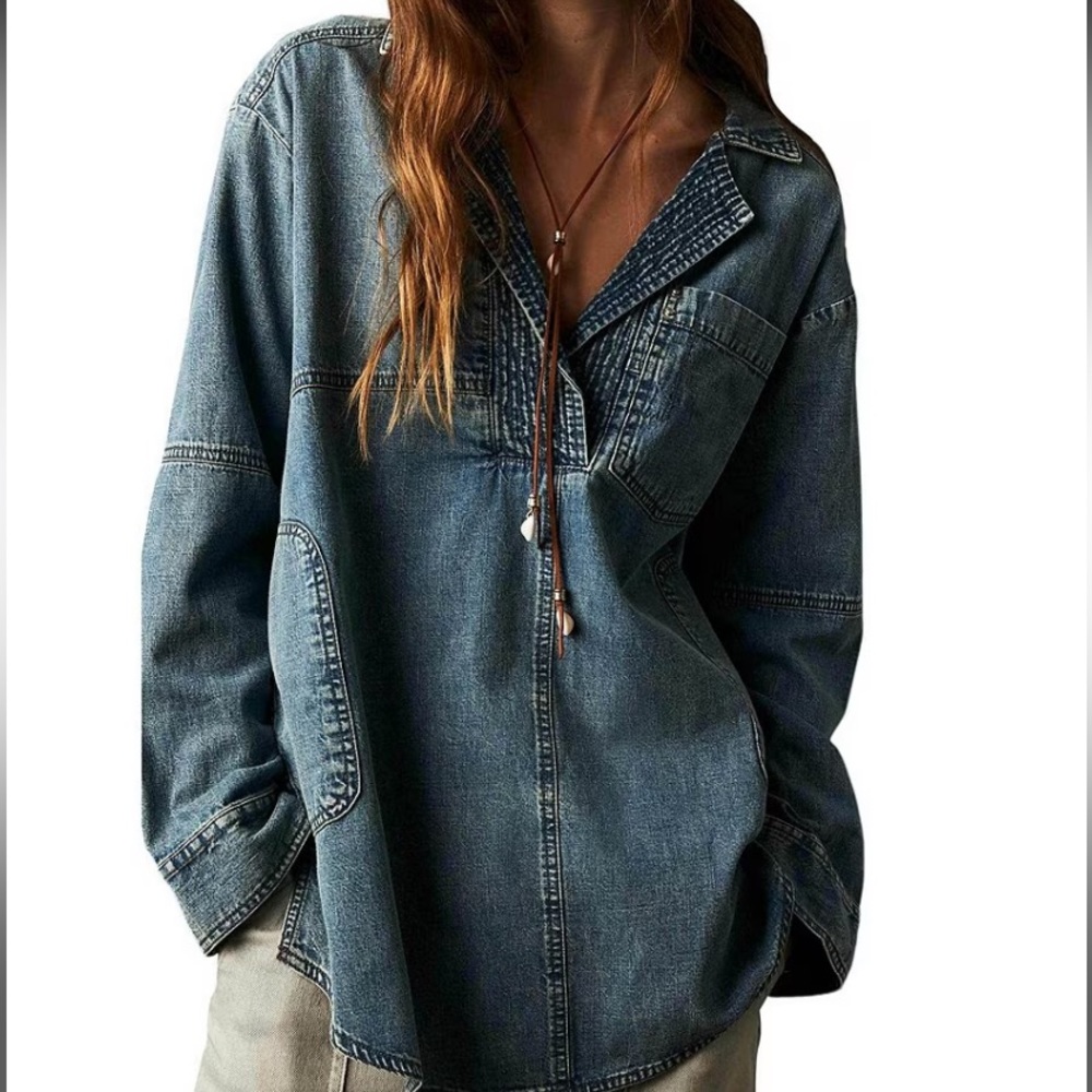 NWT: Free People We the Free Peyton Denim Pullover
